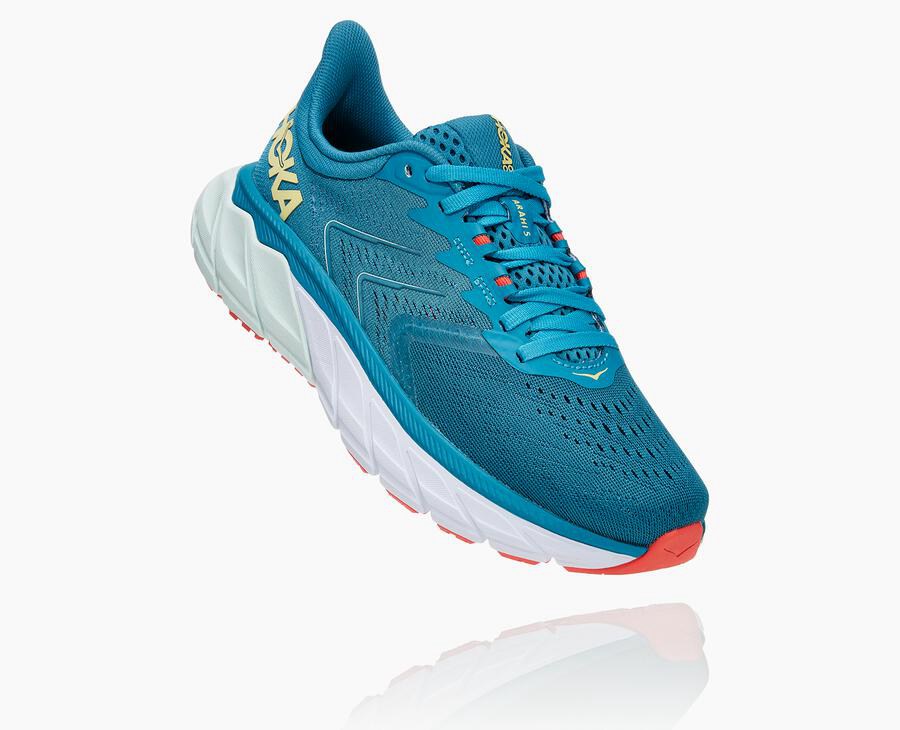 Hoka One One Arahi 5 Löparskor Dam - Blå/Vita - FUXAT-5013